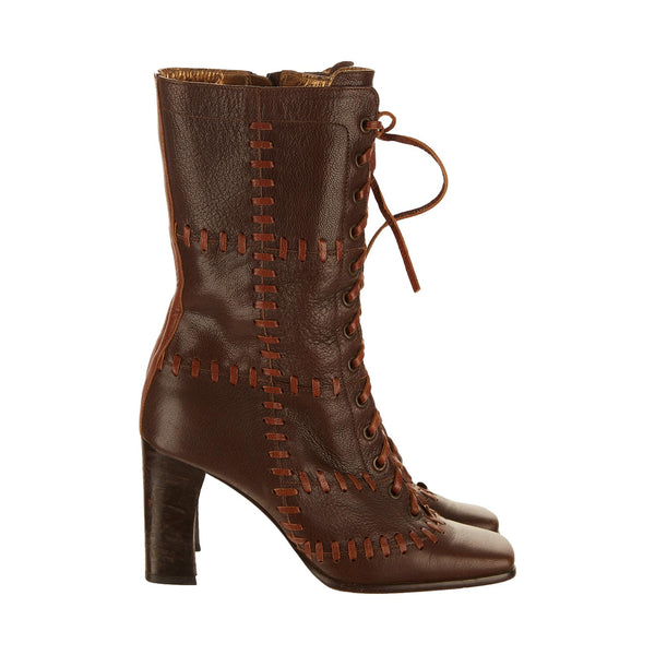 Dolce & Gabbana Brown Tie Ankle Boots