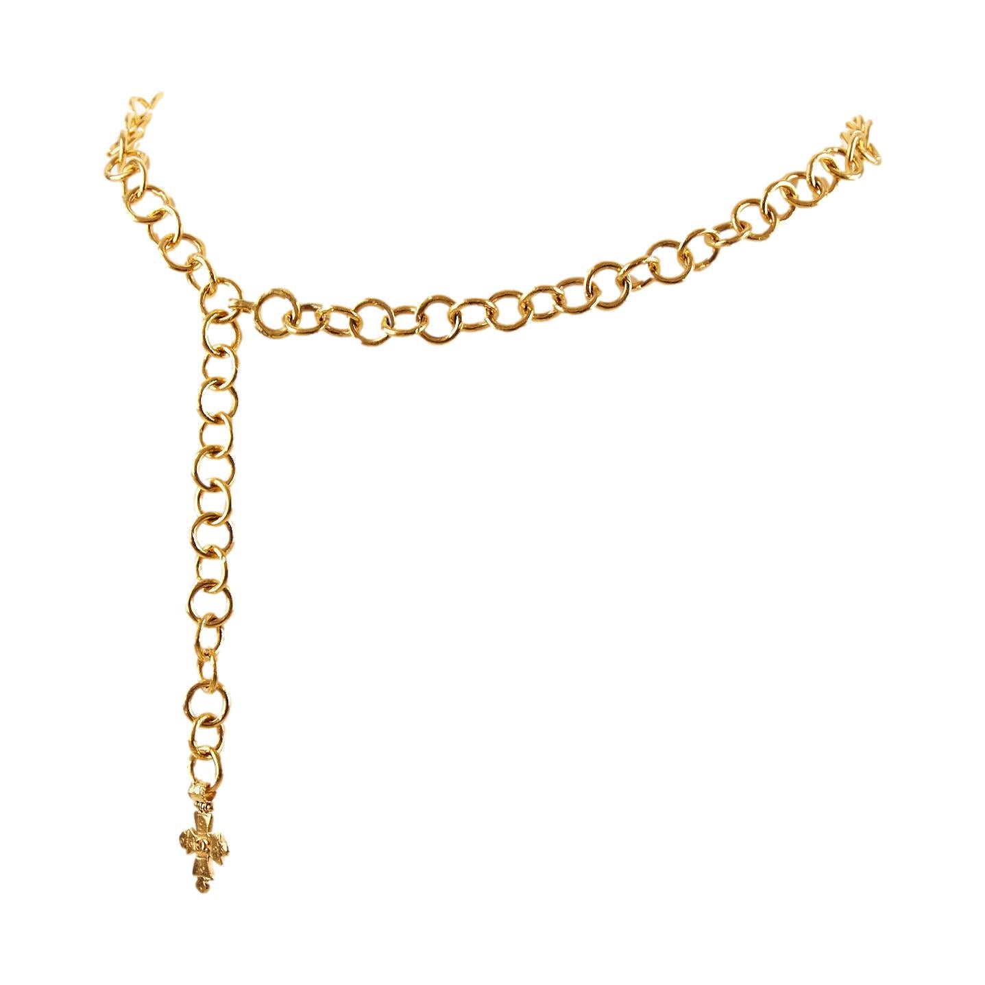Chanel Gold Cross Logo Chain Belt