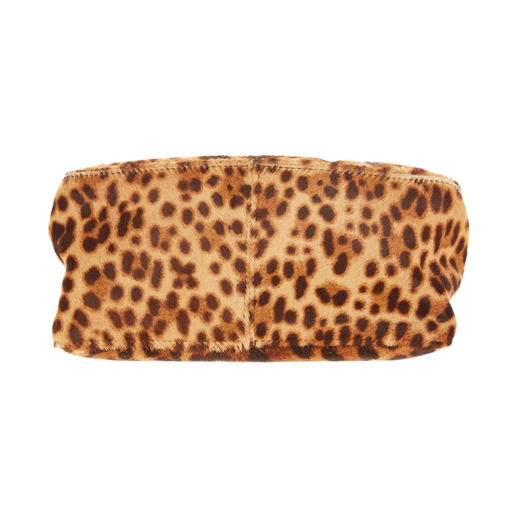 Fendi Brown Cheetah Print Mini Baguette
