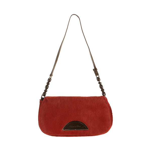 Dior Red Calf Hair Shoulder Bag