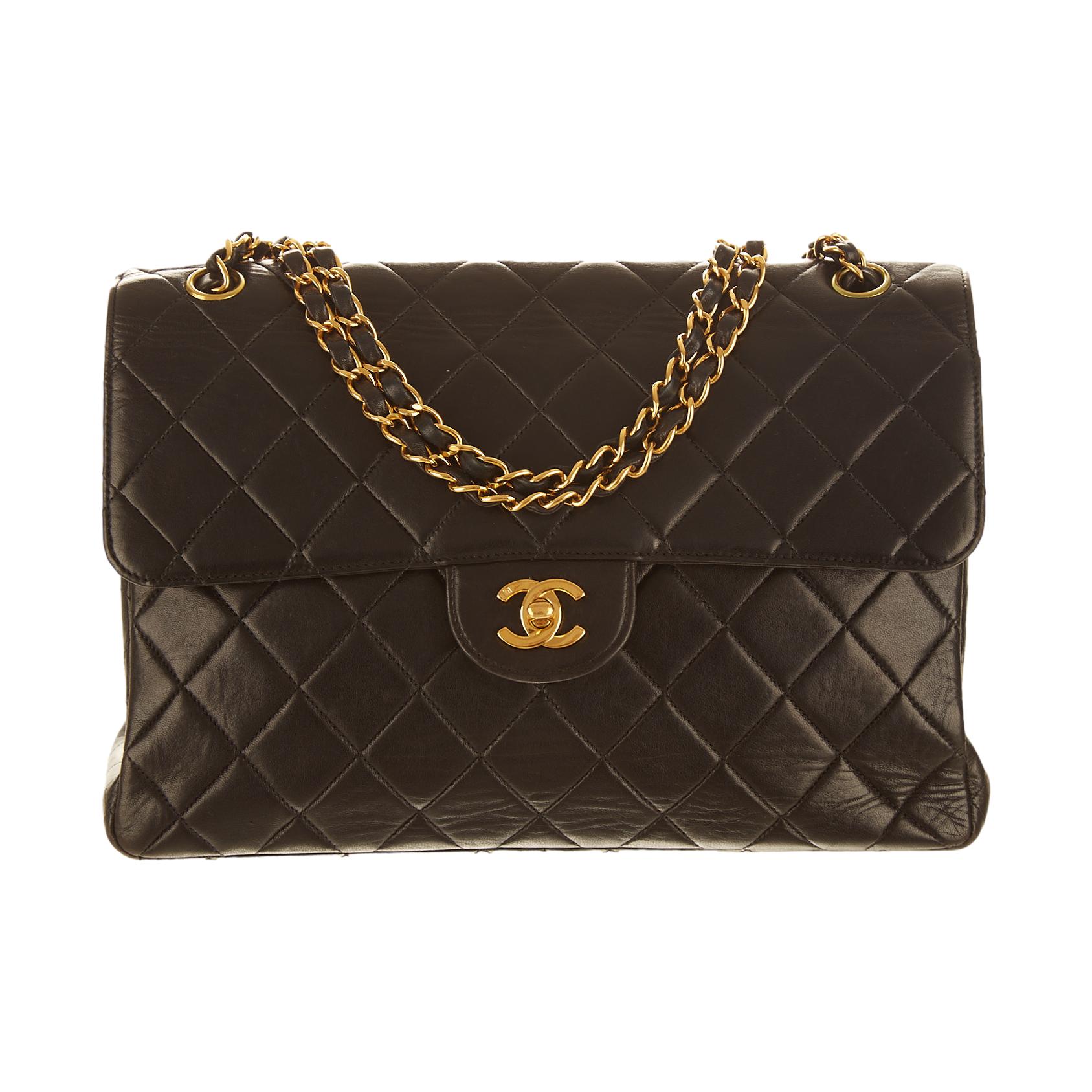 Chanel Black Double Sided Jumbo Chain Shoulder Bag