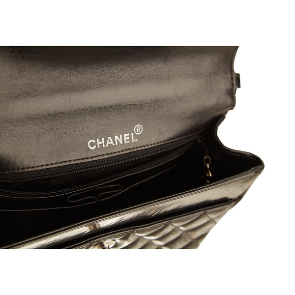 Chanel Black Quilted Patent Top Handle Bag