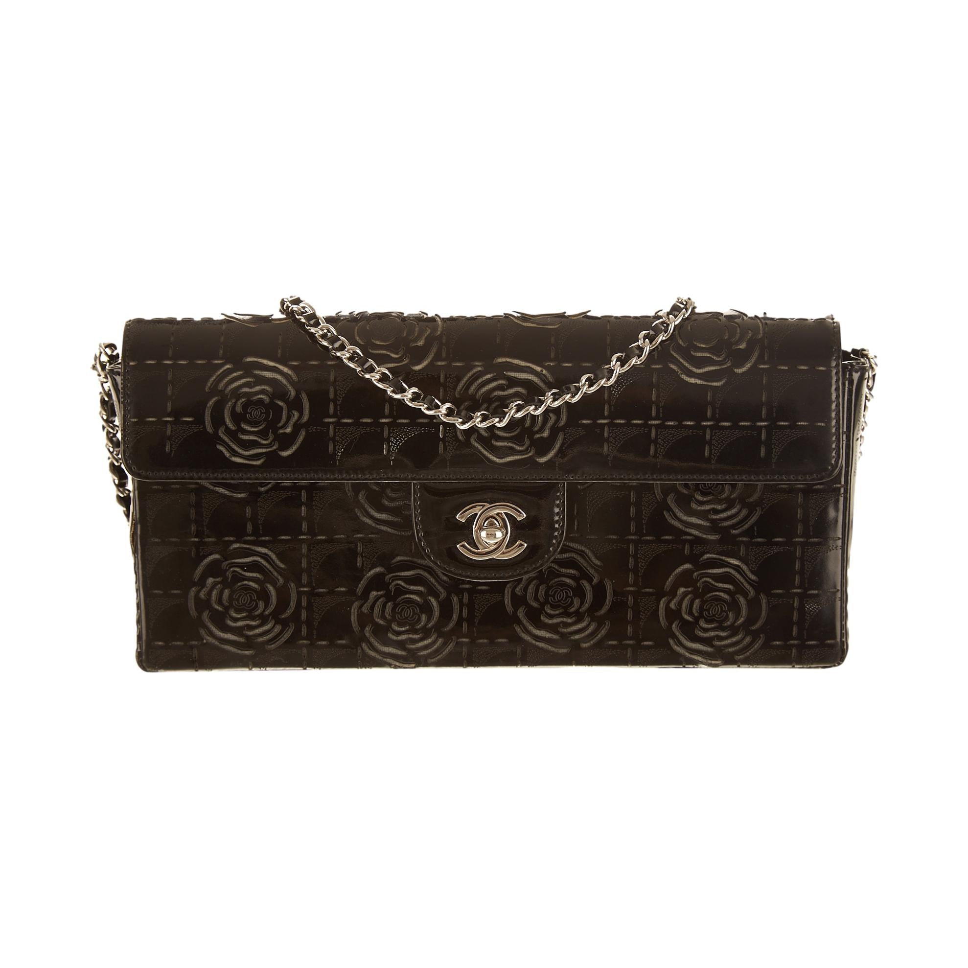 Chanel Black Floral Chain Shoulder Bag
