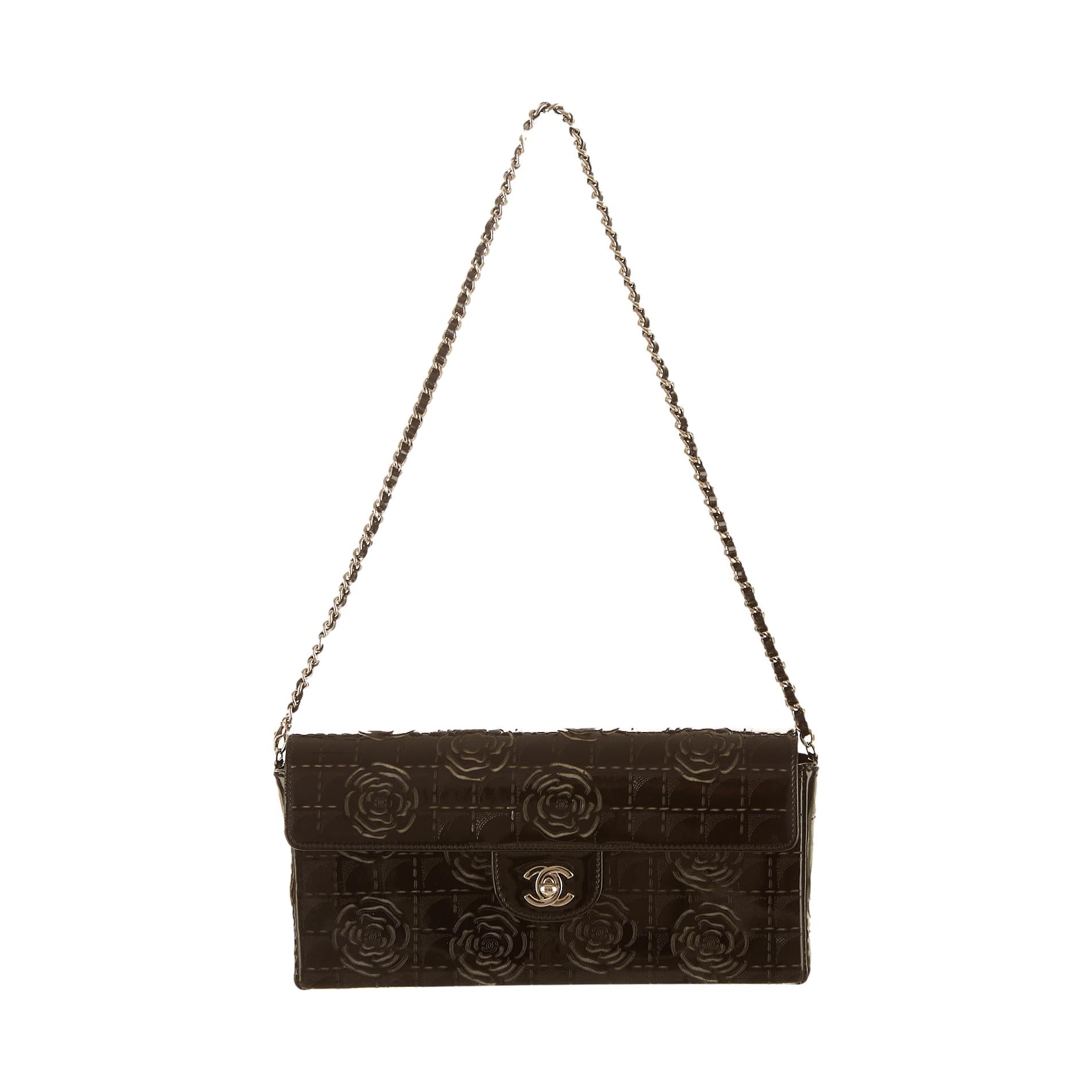 Chanel Black Floral Chain Shoulder Bag