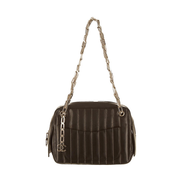 Chanel Black Contrast Stitch Shoulder Bag