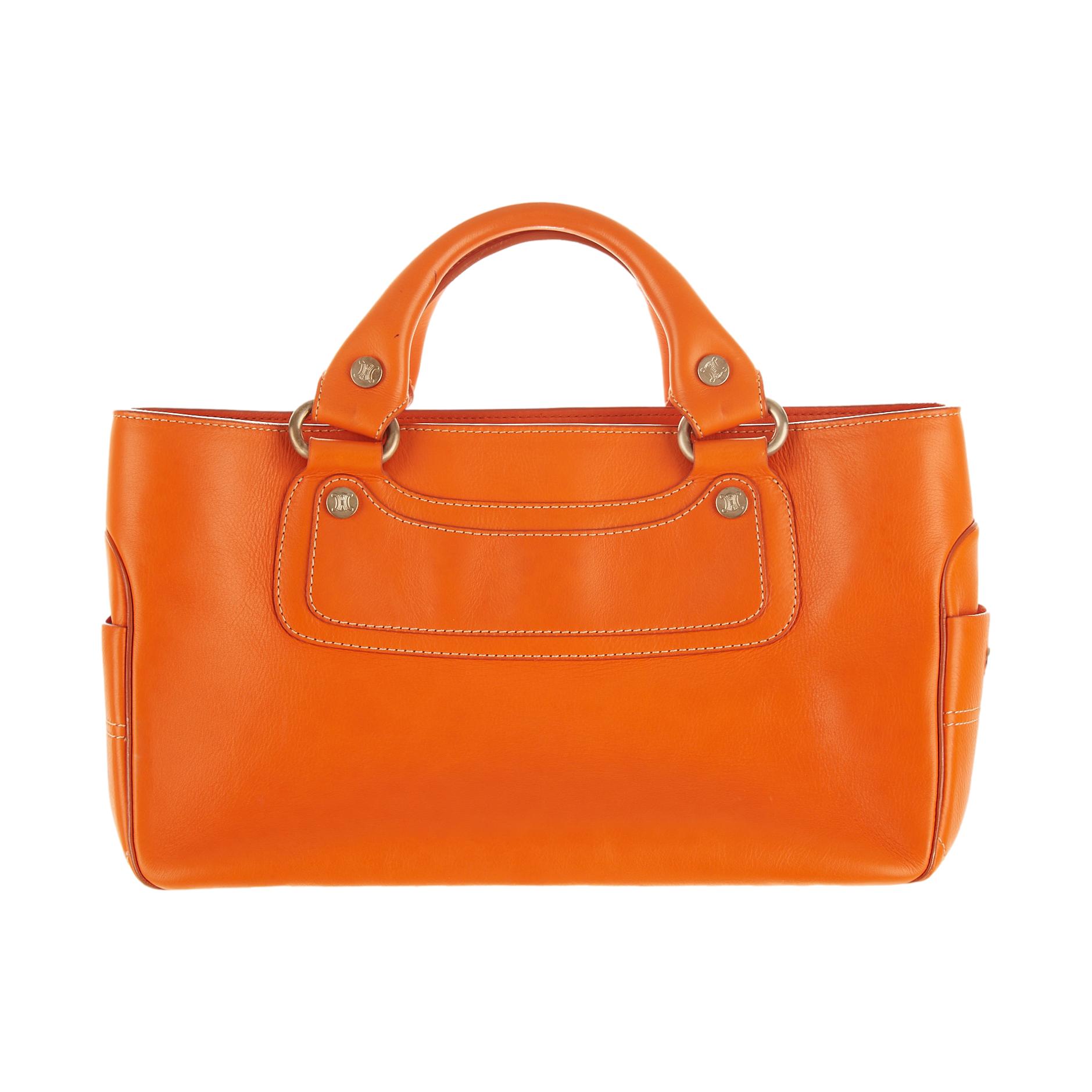 Celine Orange Logo Top Handle Bag