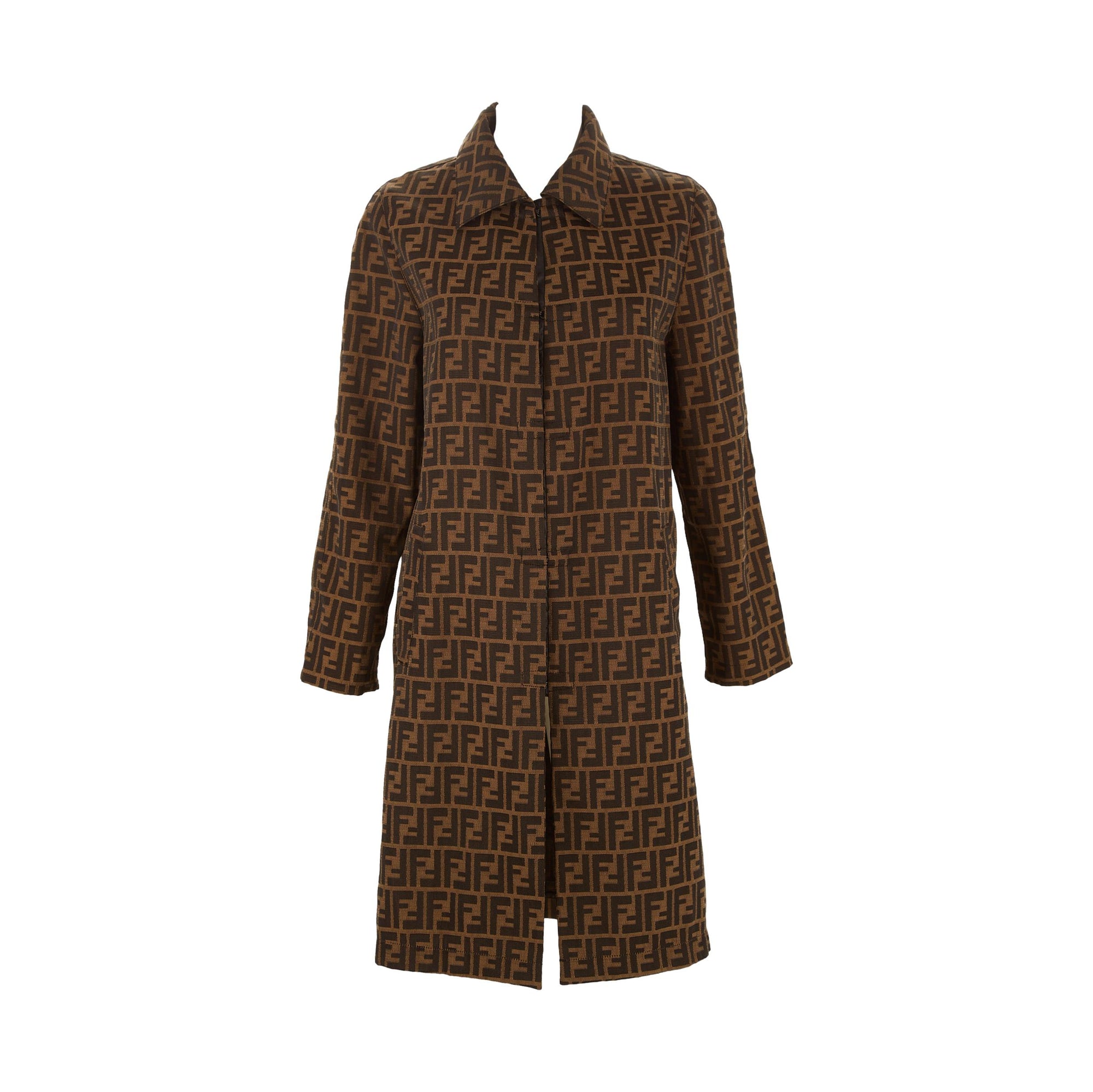 Fendi Brown Logo Trench Coat