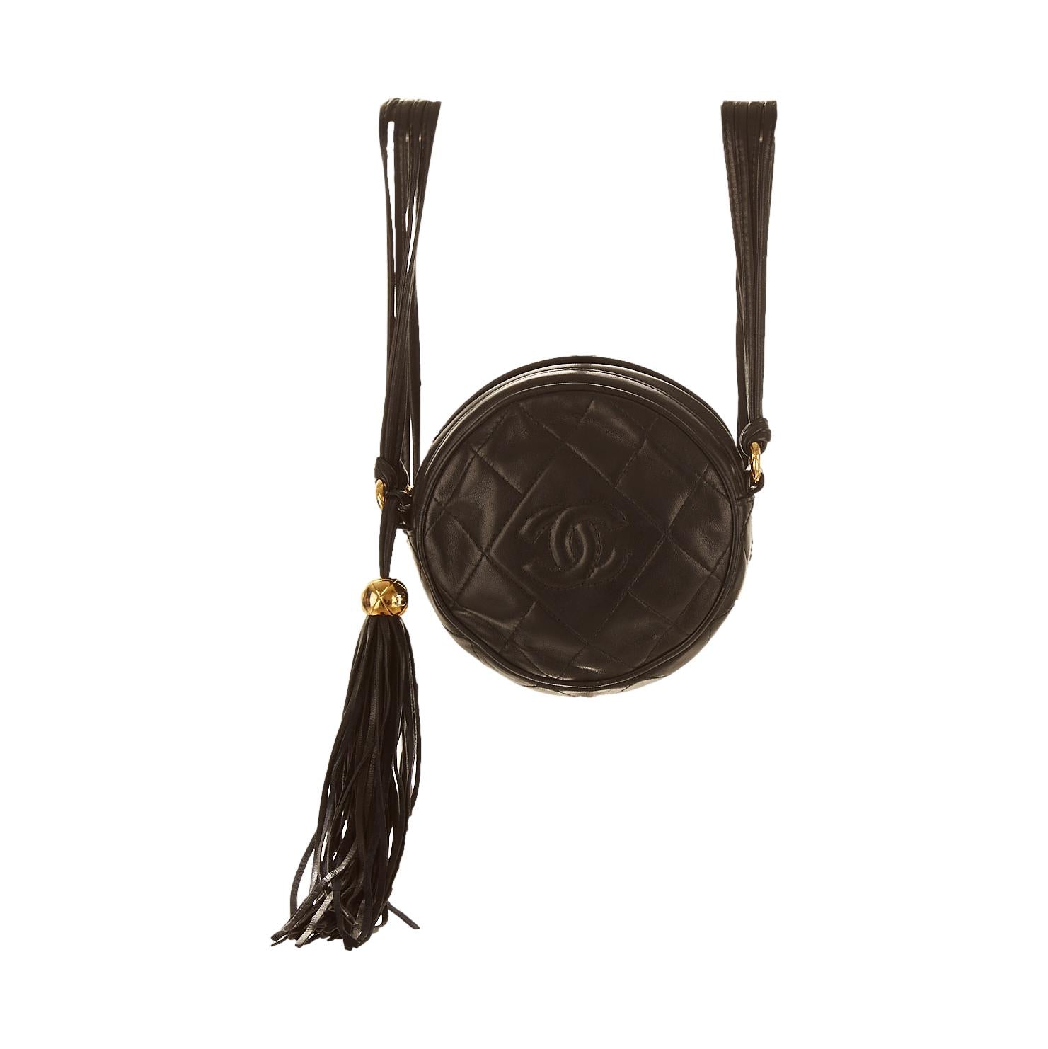 Chanel Black Mini Round Tassel Shoulder Bag