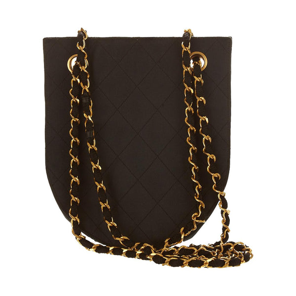 Chanel Black Quilted Satin Shoulder Bag