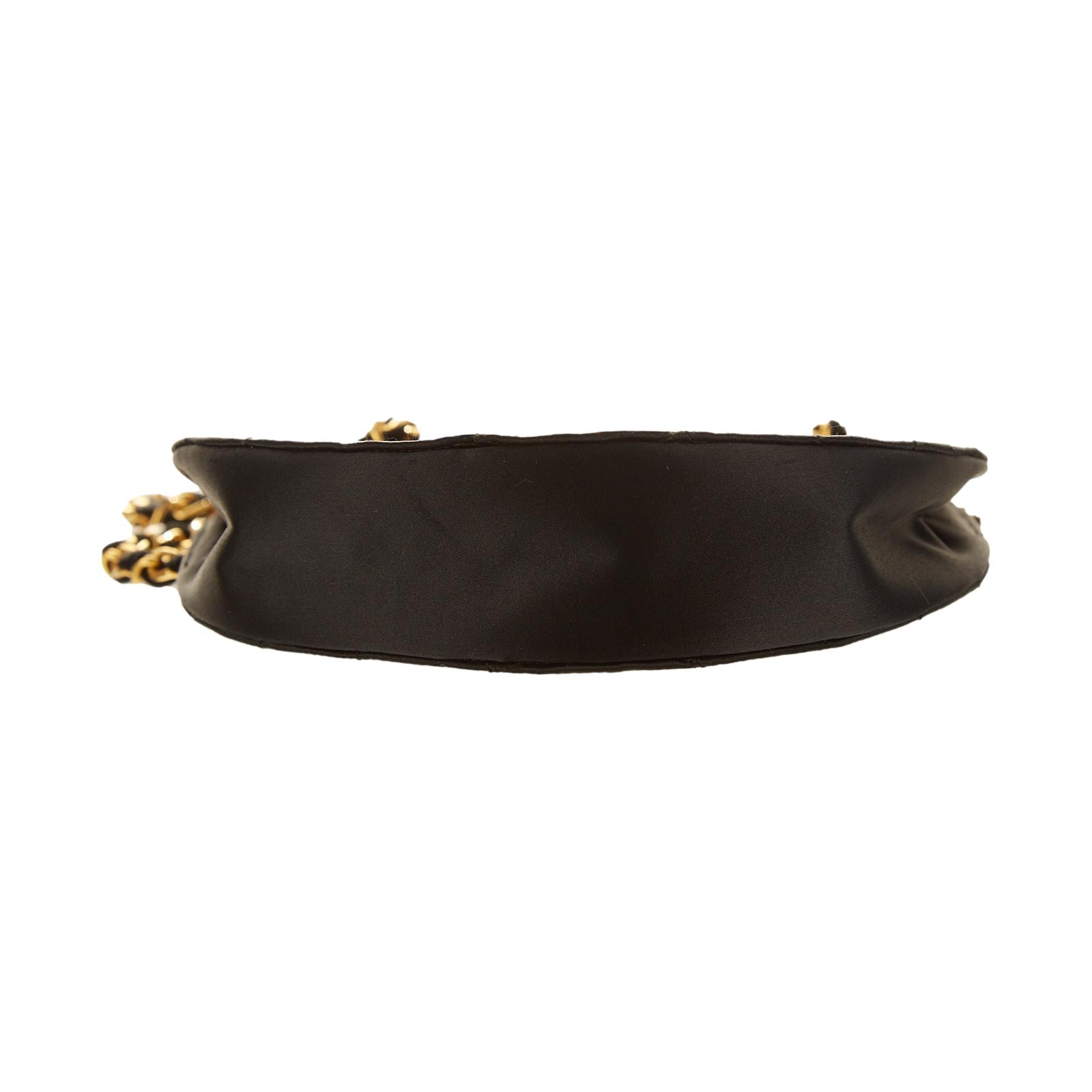 Chanel Black Quilted Satin Shoulder Bag