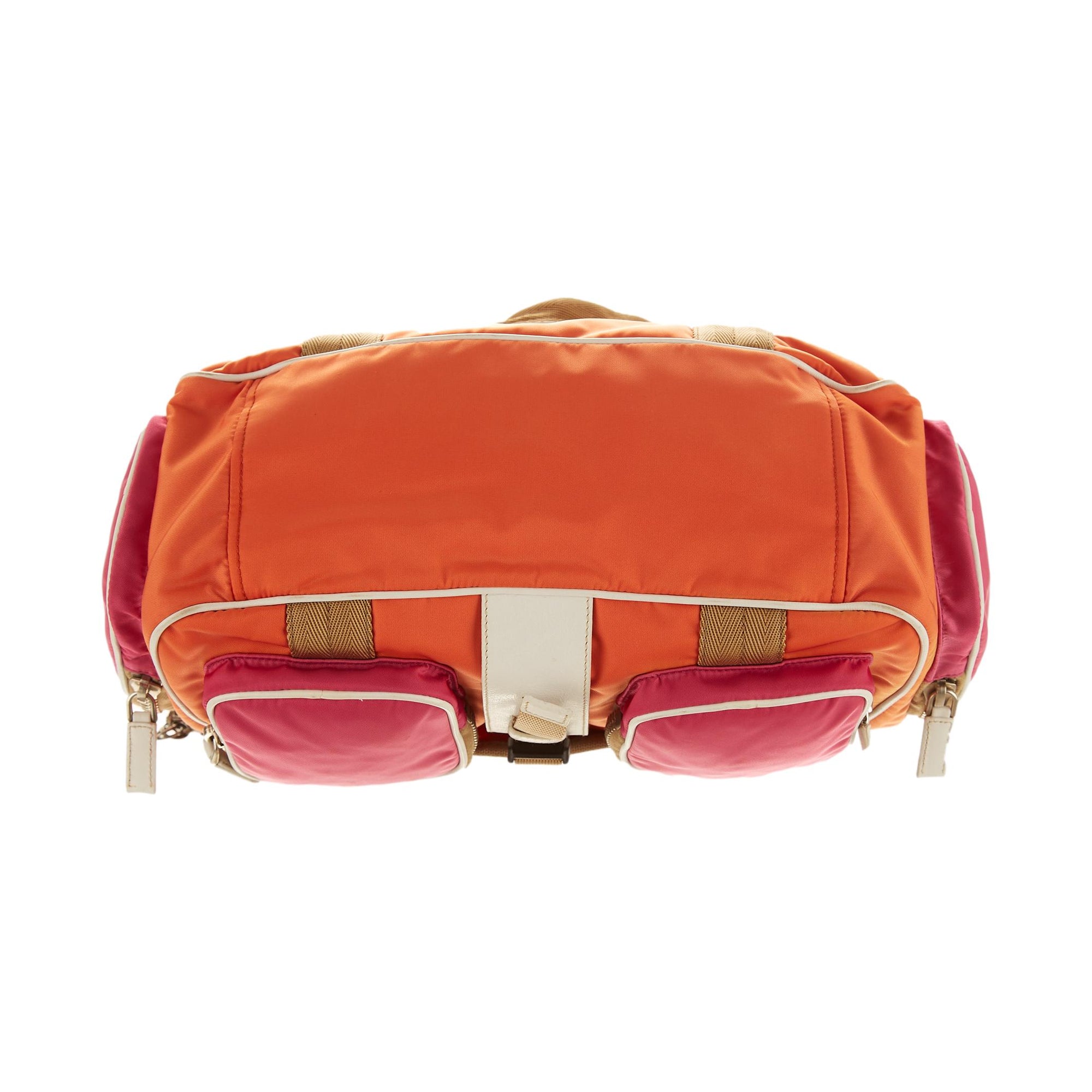 Prada Orange Nylon Tactical Chain Shoulder Bag