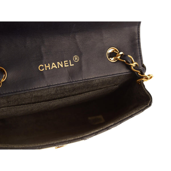 Chanel Navy Quilted Logo Shoulder Bag