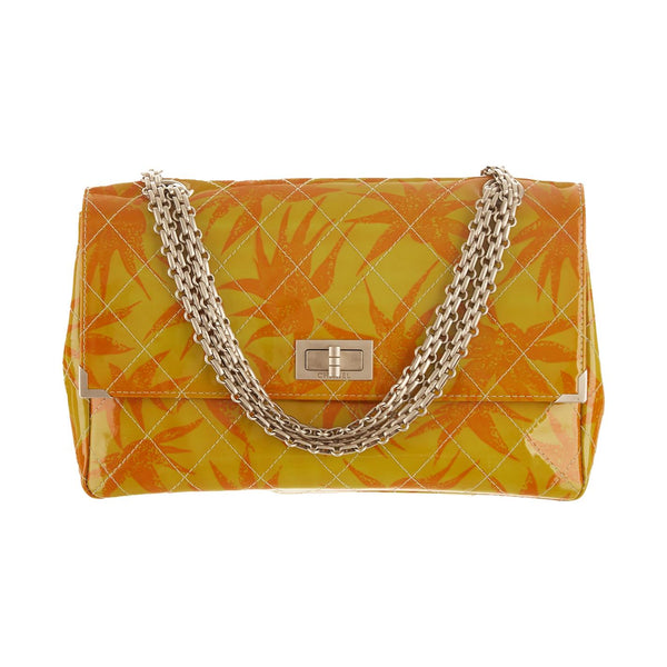 Chanel Orange Floral Print Chain Bag
