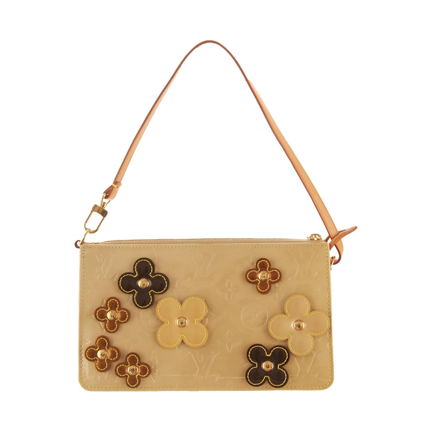 Louis Vuitton Beige Patent Flower Mini Shoulder Bag