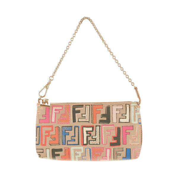 Fendi Beige Multicolor Logo Shoulder Bag