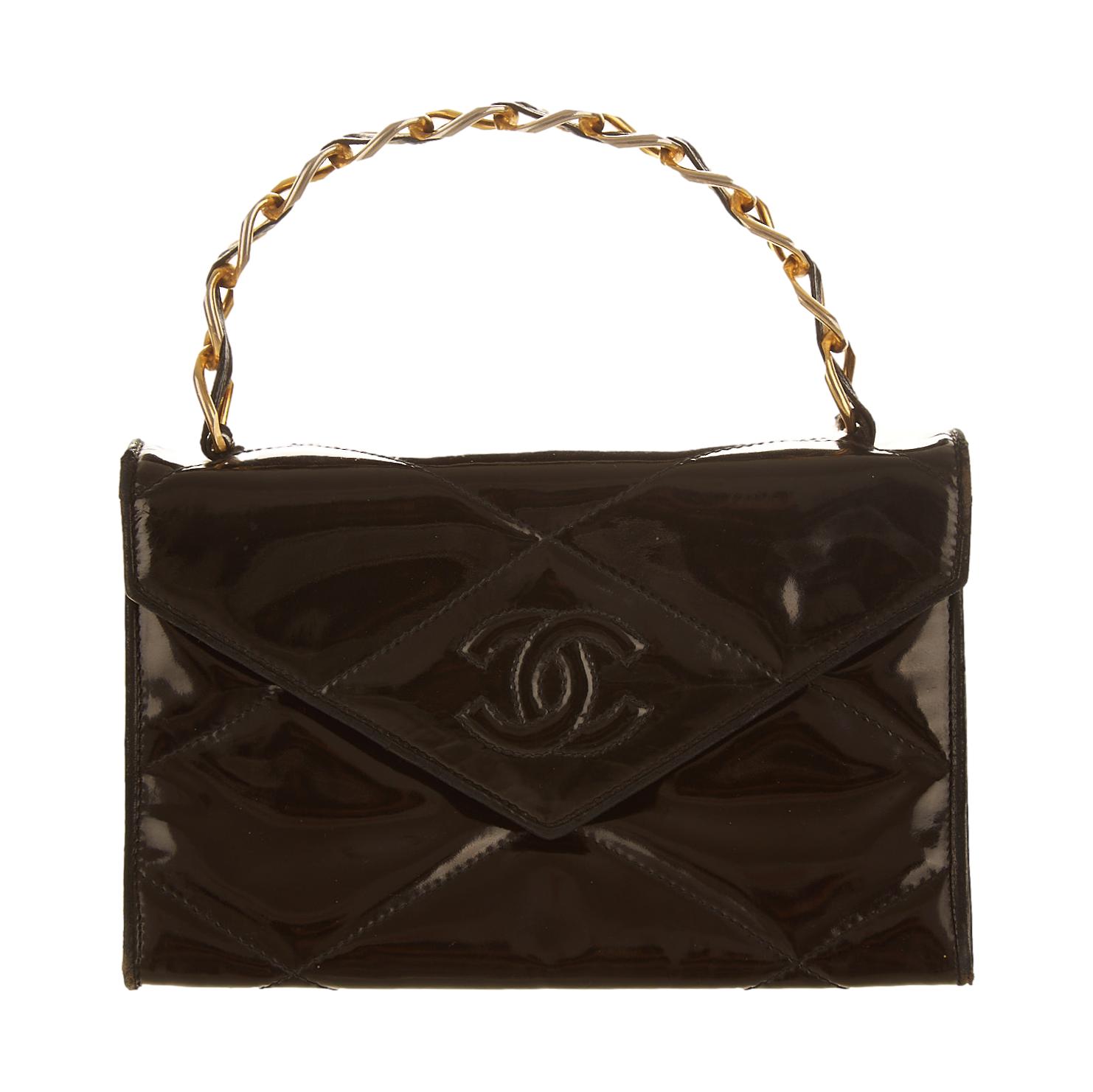 Chanel Black Patent Mini Top Handle Bag