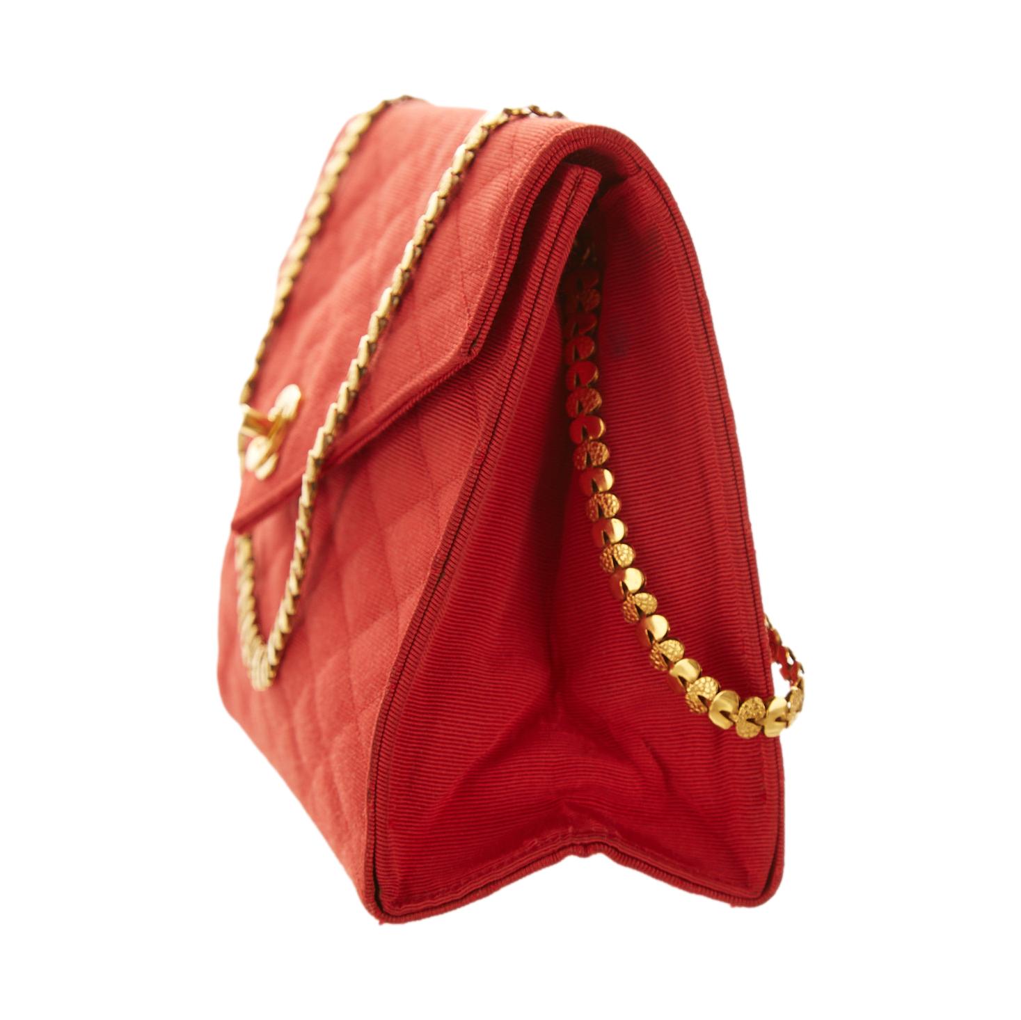 Chanel Red Matelasse Chain Shoulder Bag