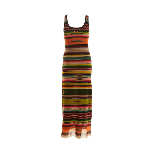Jean Paul Gaultier Multicolor Striped Mesh Dress