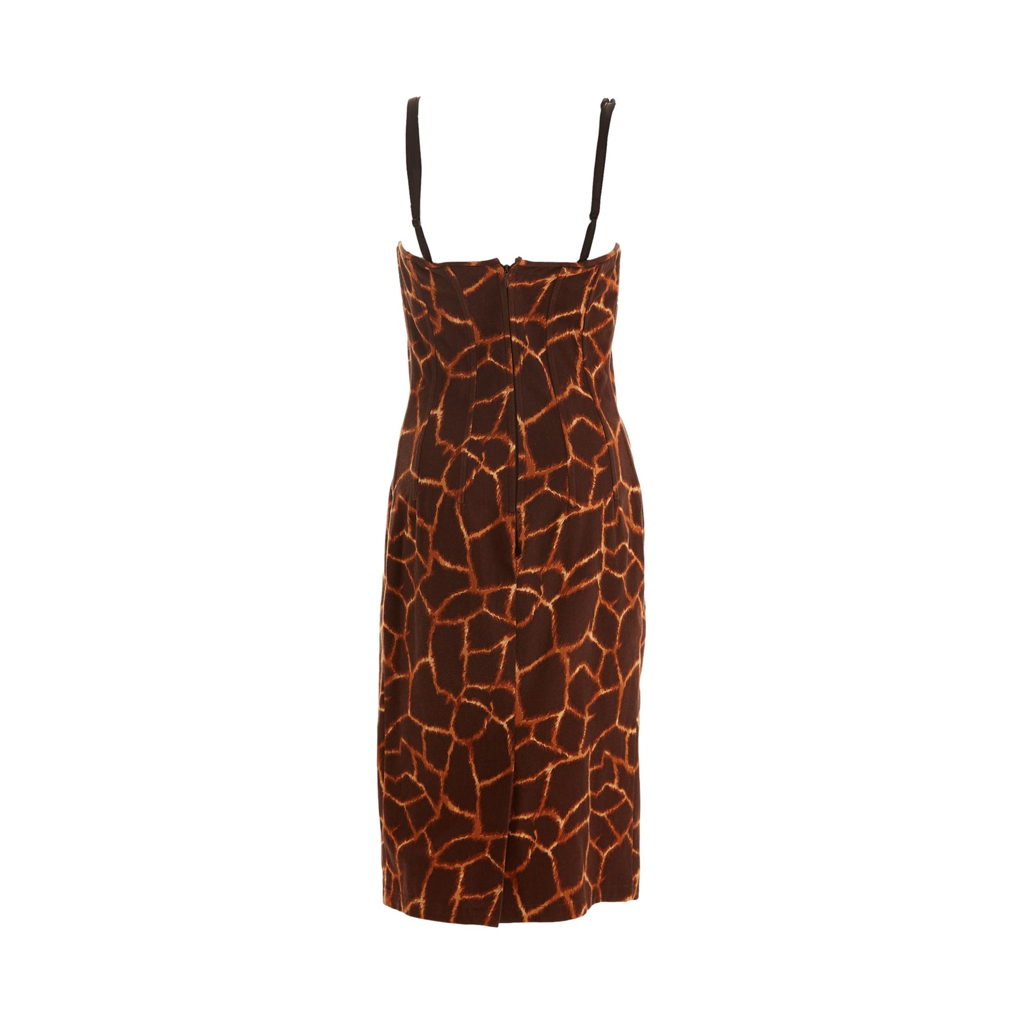 brown giraffe print dress Retrofete Lila Giraffe-Print Cocktail Dress