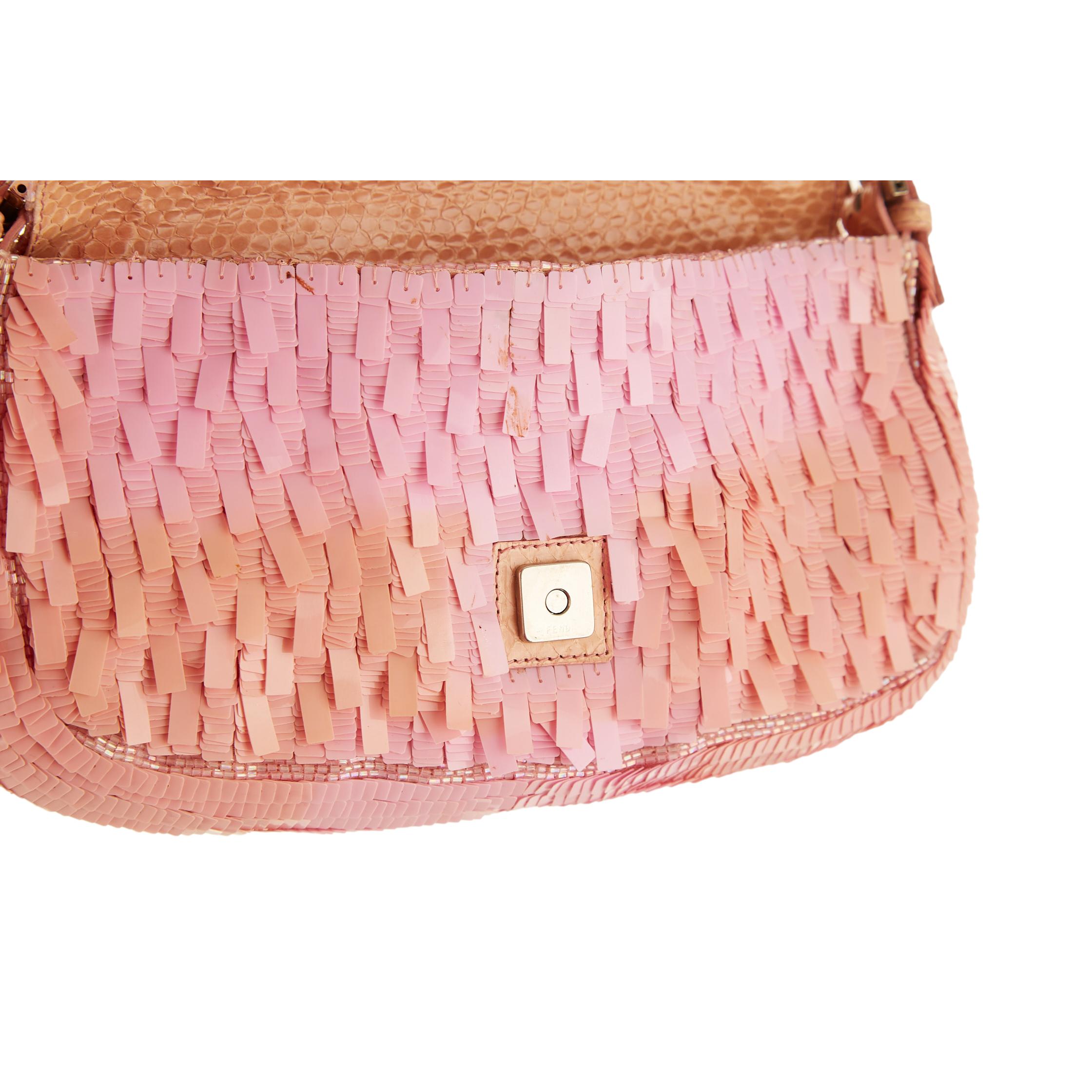 Fendi Pink Sequin Python Baguette ○ Labellov ○ Buy and Sell Authentic Luxury