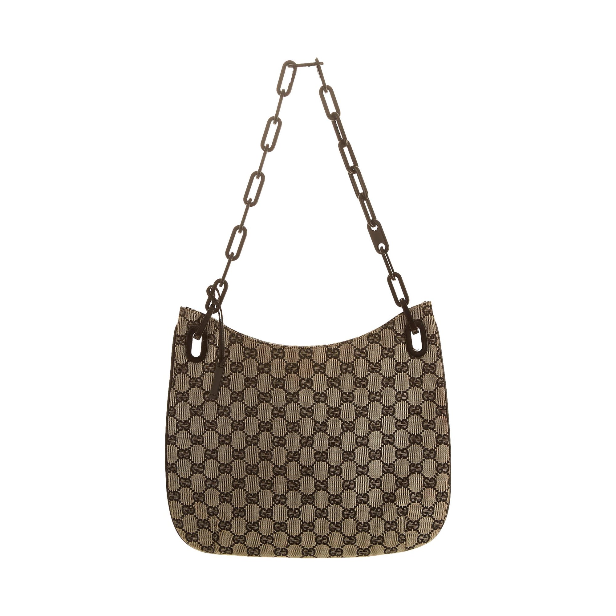 Gucci Grey Logo Chain Shoulder Bag