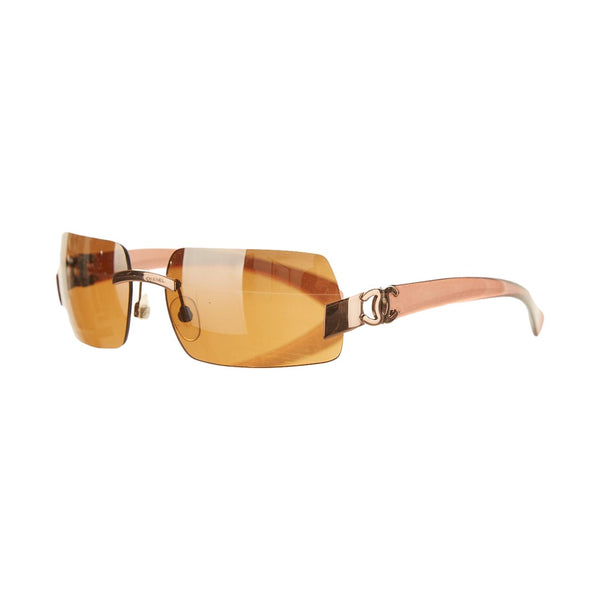 Chanel Brown Logo Rimless Sunglasses