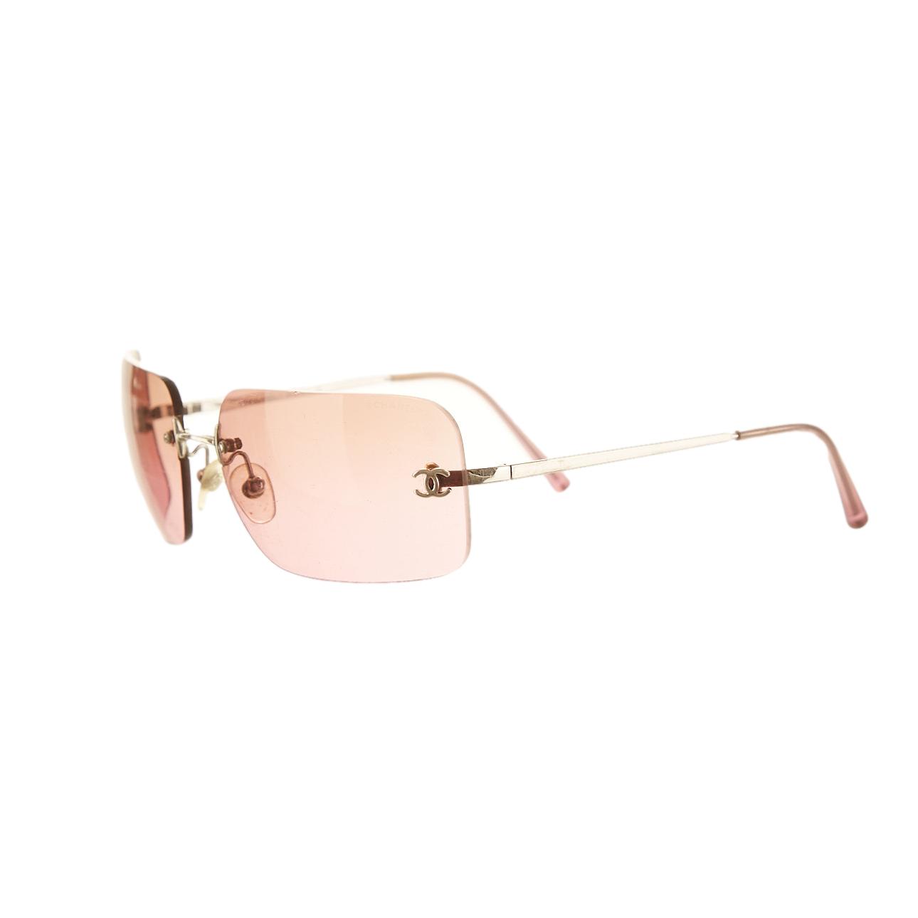Chanel Pink Rimless Logo Sunglasses