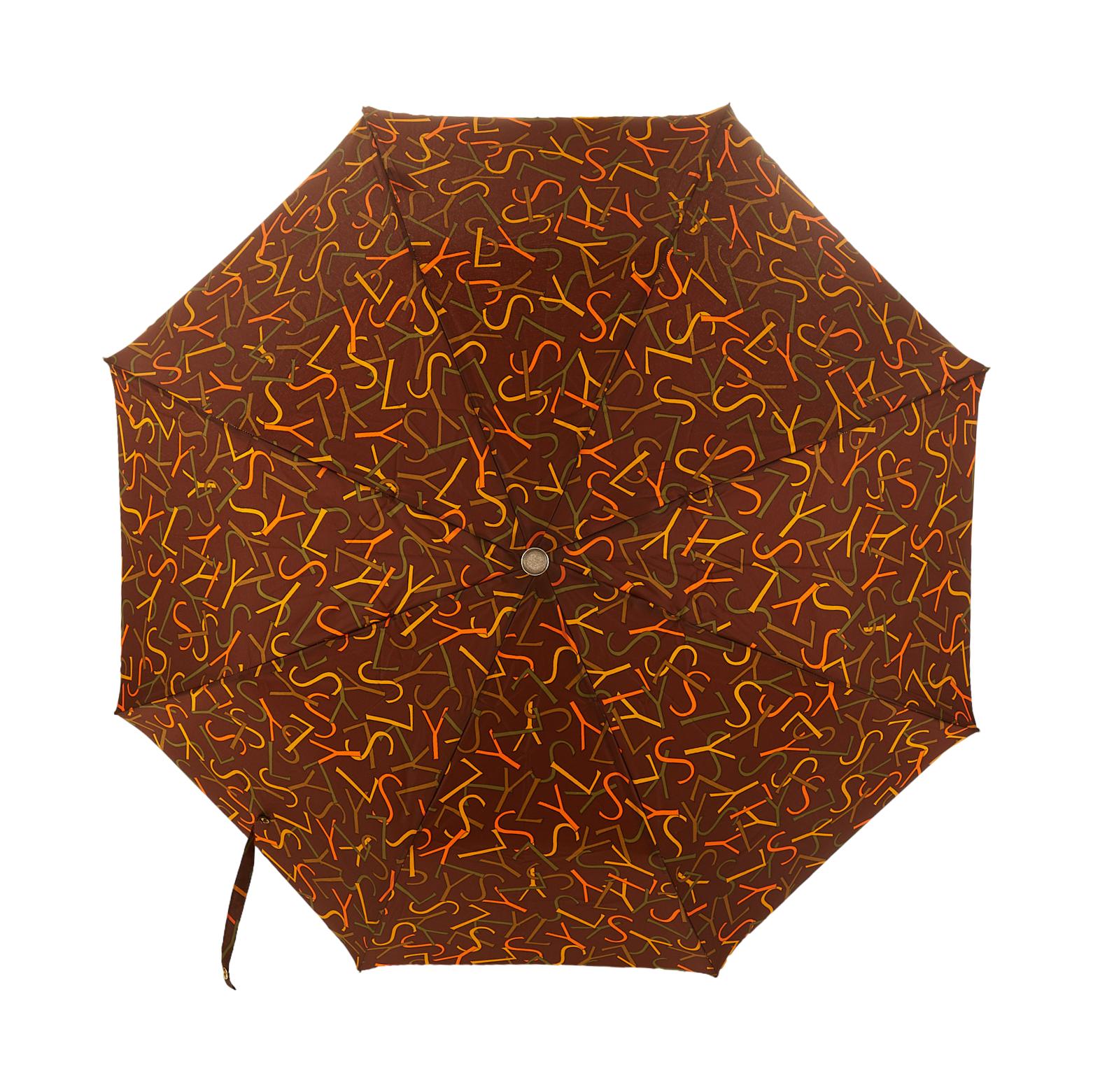 YSL Brown Logo Umbrella