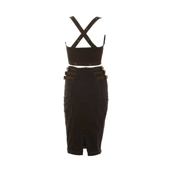 Versace Black Studded Skirt Set