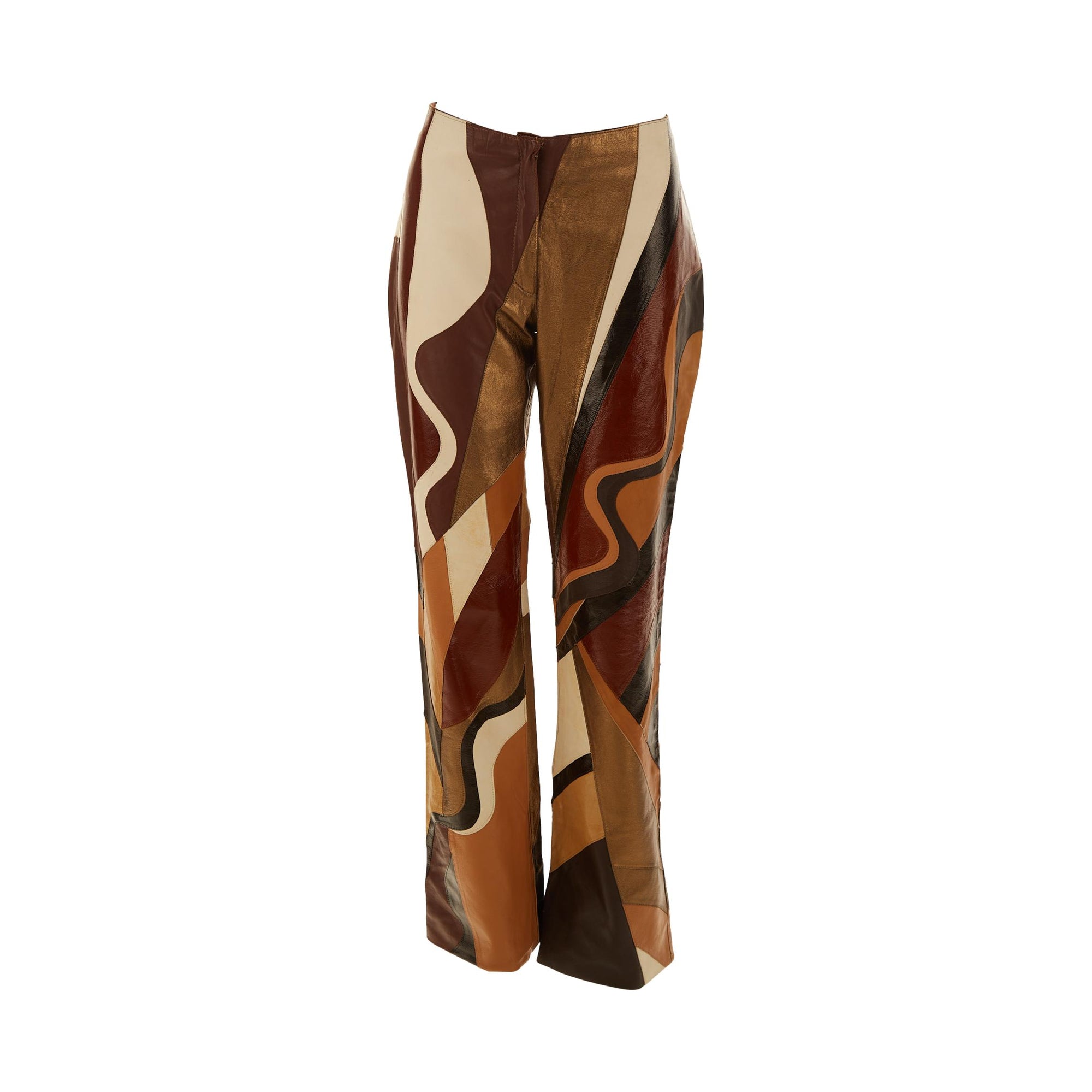 Dolce & Gabbana Brown Patchwork Leather Pants