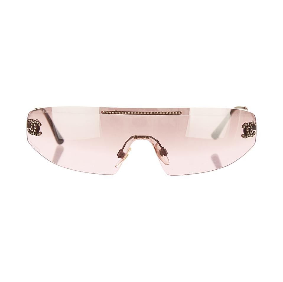 Pink Vintage Chanel Rhinestone Sunglasses
