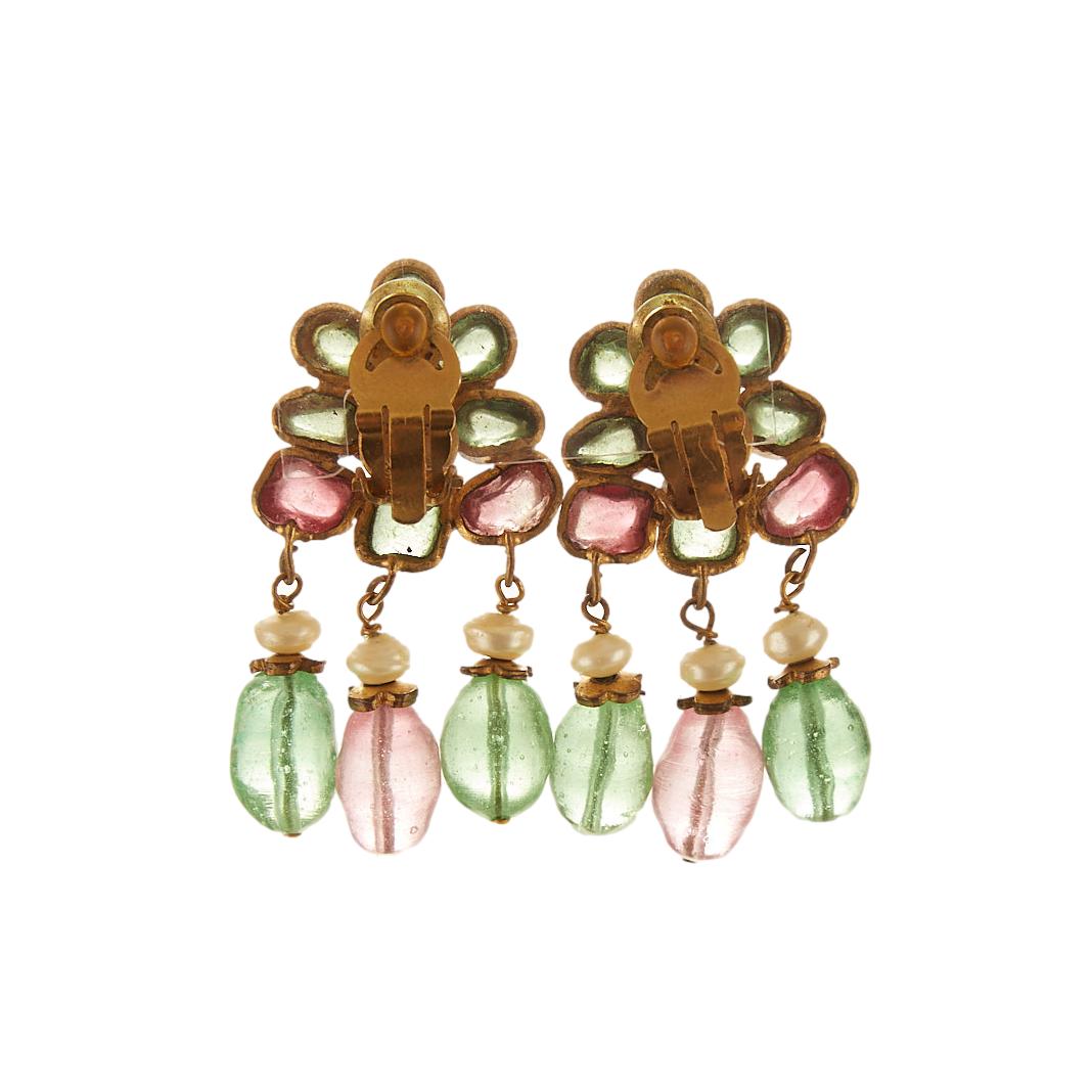 Chanel Multicolor Gripoix Drop Earrings