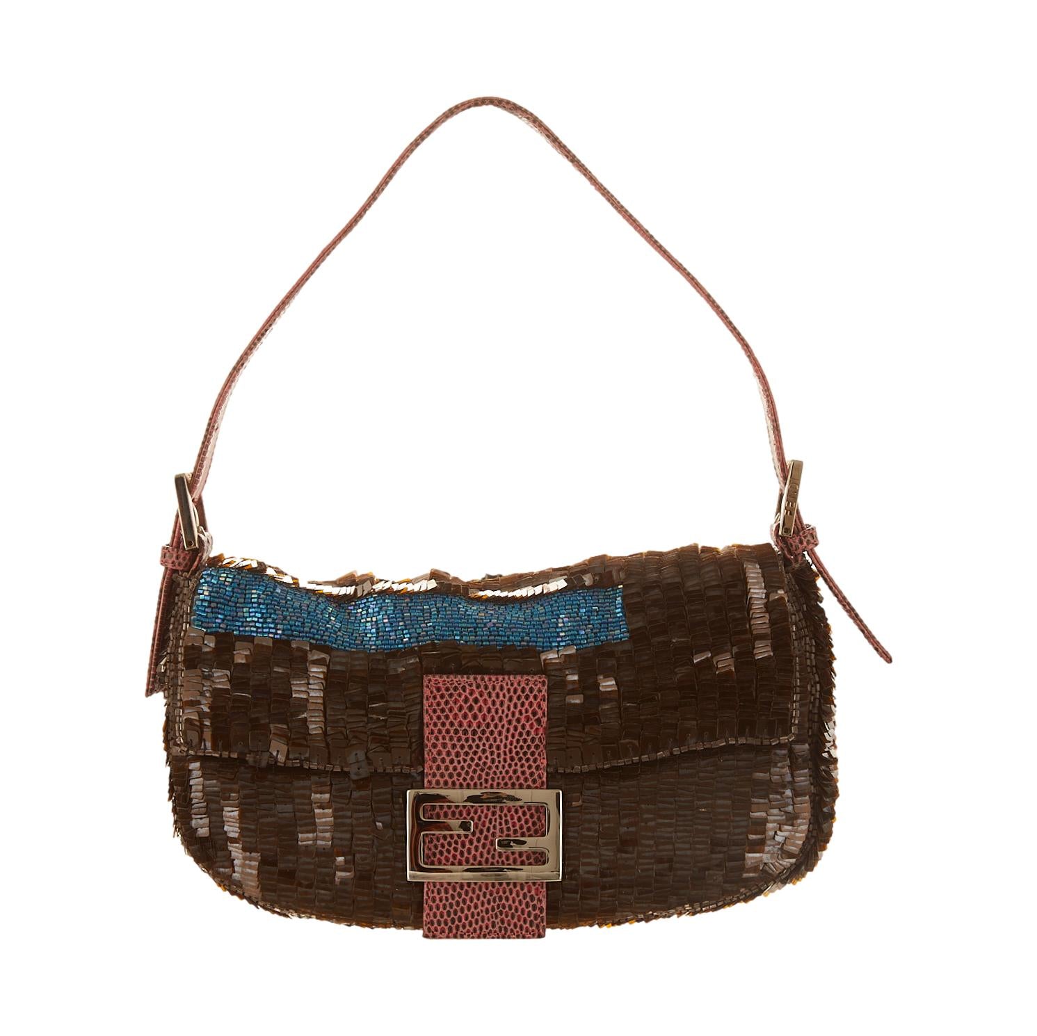 FENDI sequin-embellished tote bag - Brown
