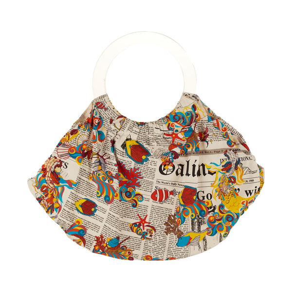 Galliano Newsprint Jumbo Ring Top Handle Bag