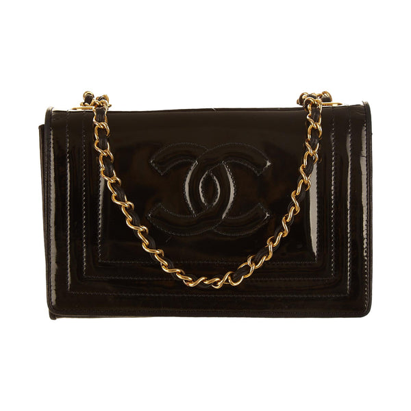Chanel Black Patent Chain Shoulder Bag