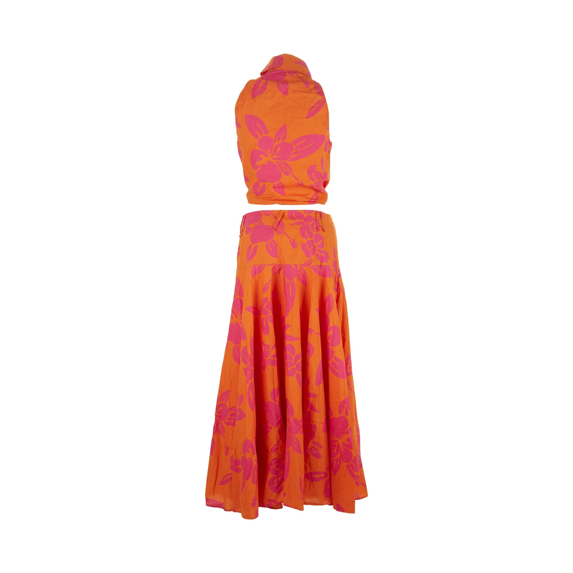Dolce & Gabbana Orange Floral Skirt Set