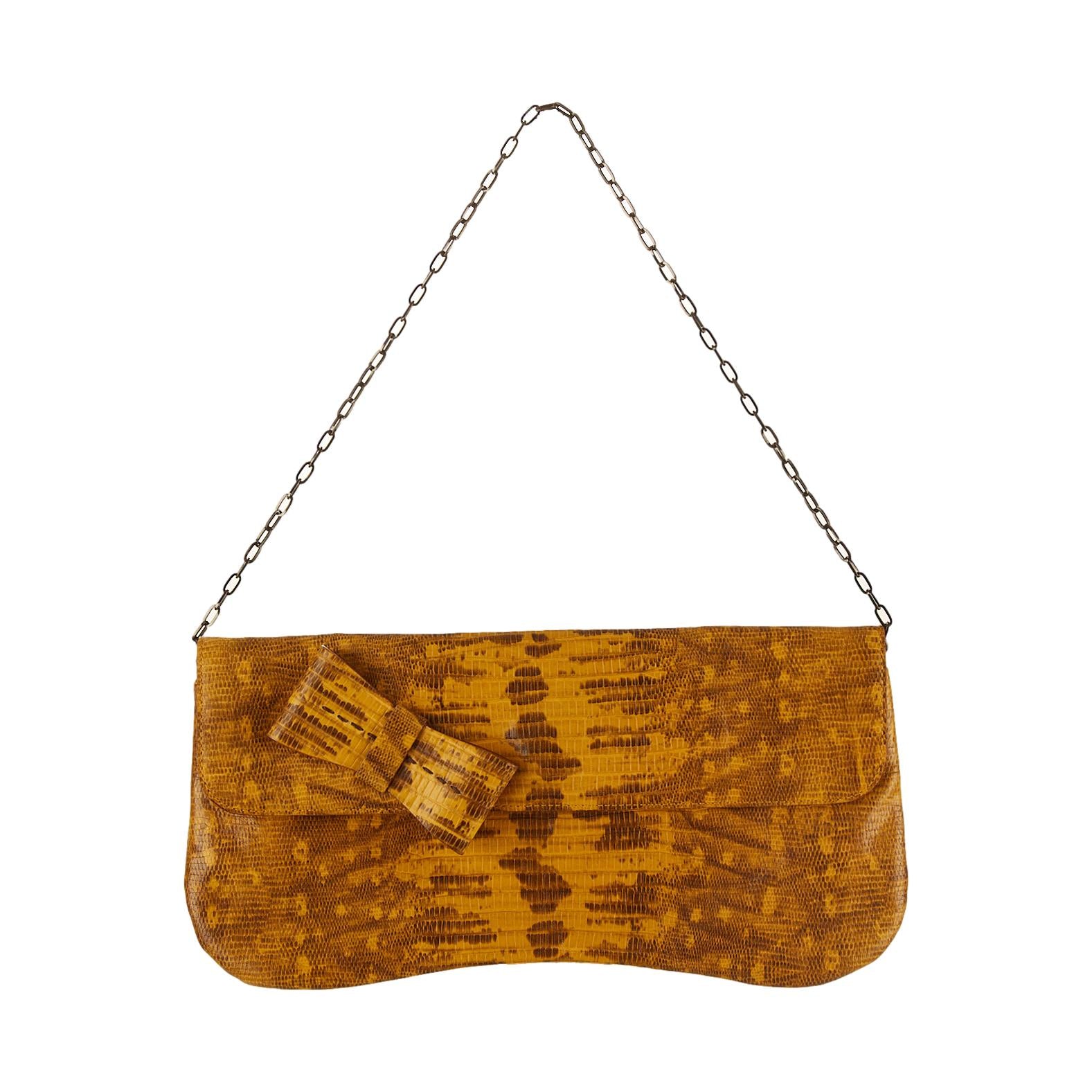 Miu Miu Yellow Snakeskin Chain Shoulder Bag – Treasures of NYC