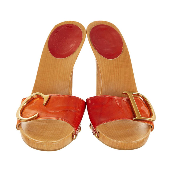 Dior Orange Ombre Wooden Logo Heels