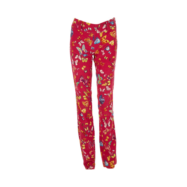Dolce & Gabbana Pink Butterfly Corduroy Pants
