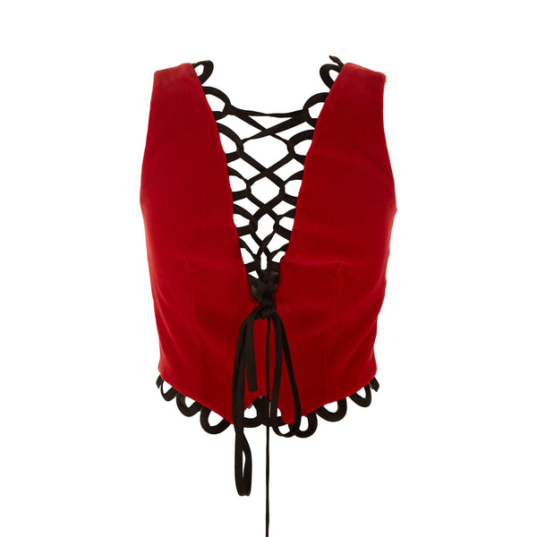 Moschino Red Velvet Button Vest