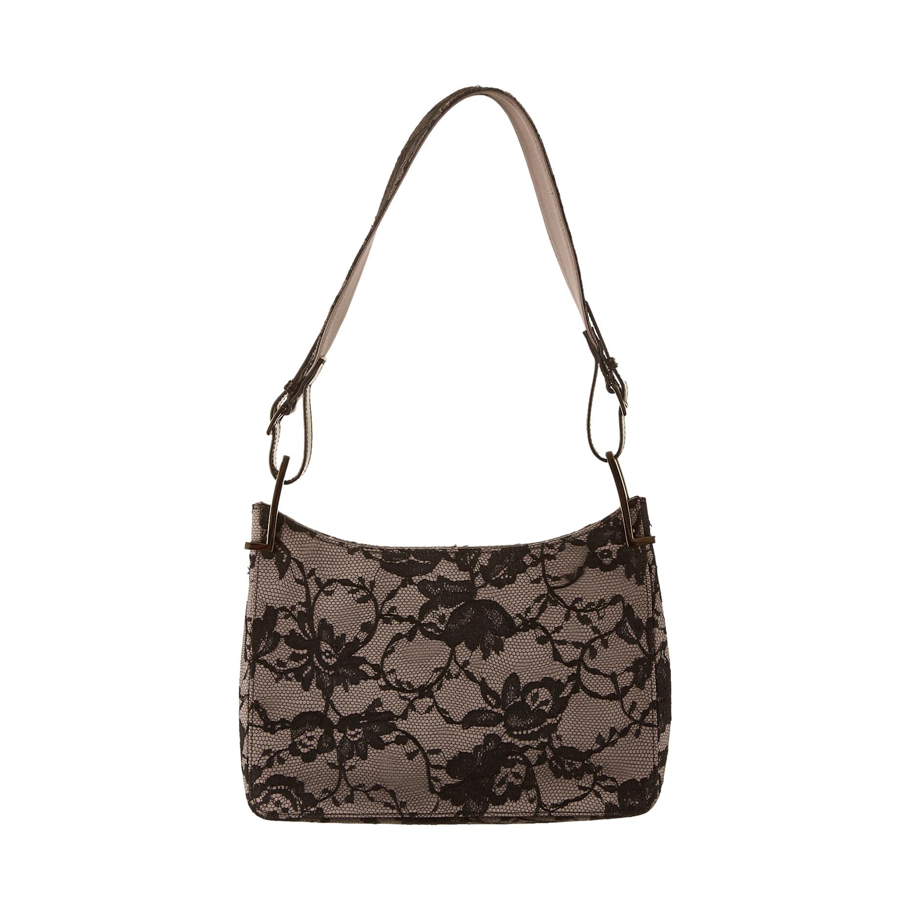 Gucci Grey Floral Lace Shoulder Bag