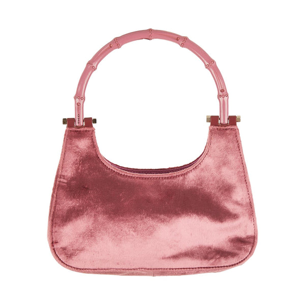 Gucci Pink Velvet Bamboo Top Handle Bag