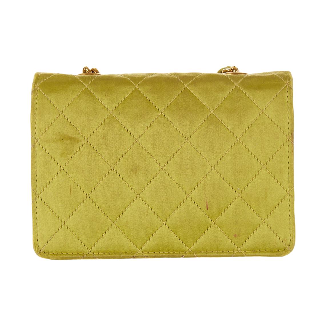 Chanel Green Satin Mini Flap Bag