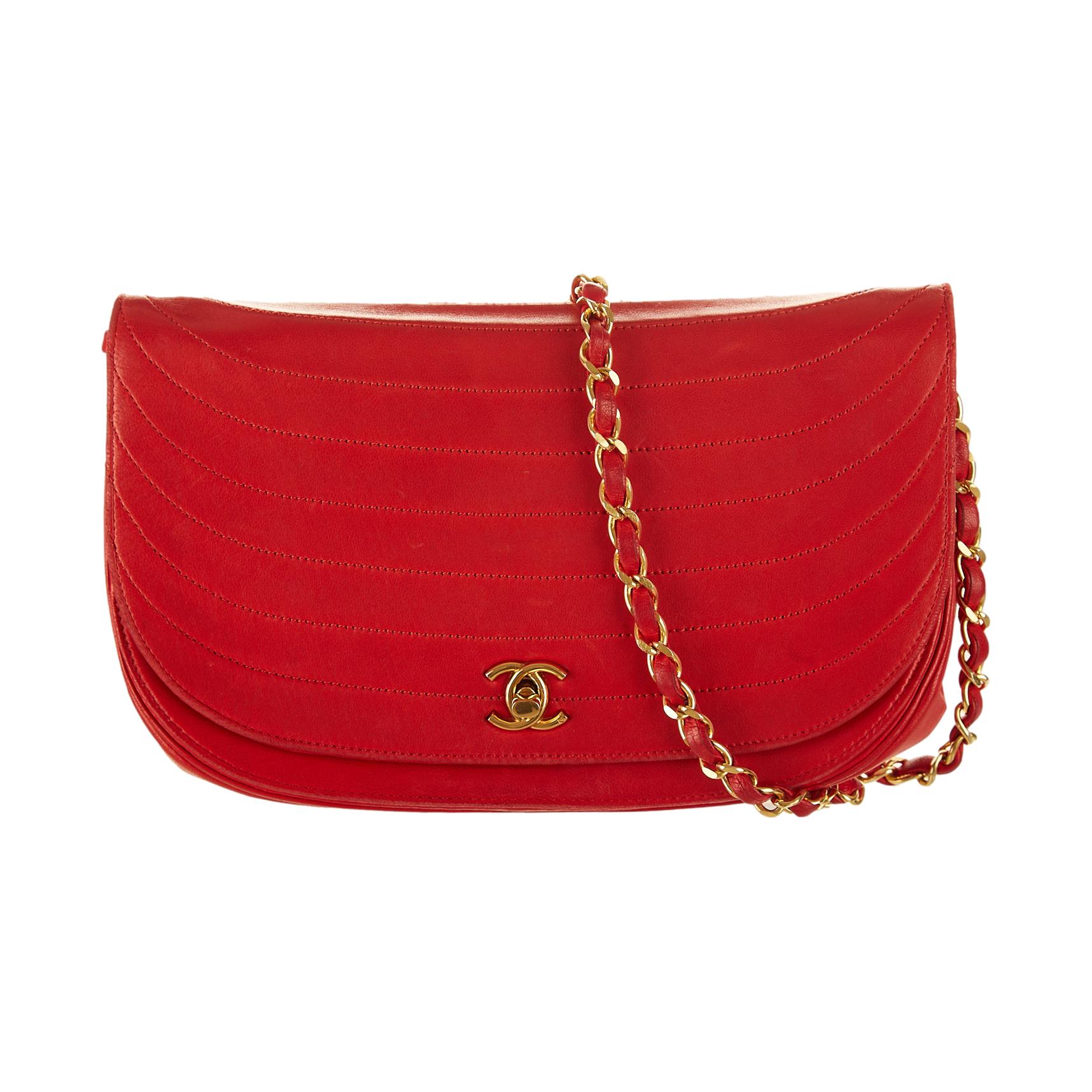 Chanel Red Half Moon Chain Shoulder Bag – Treasures of NYC
