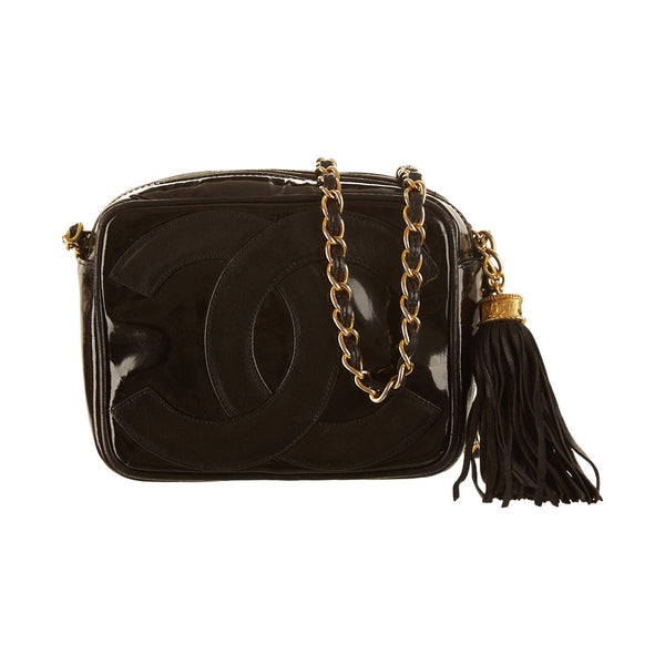 Chanel Black Patent Logo Shoulder Bag – Treasures of NYC