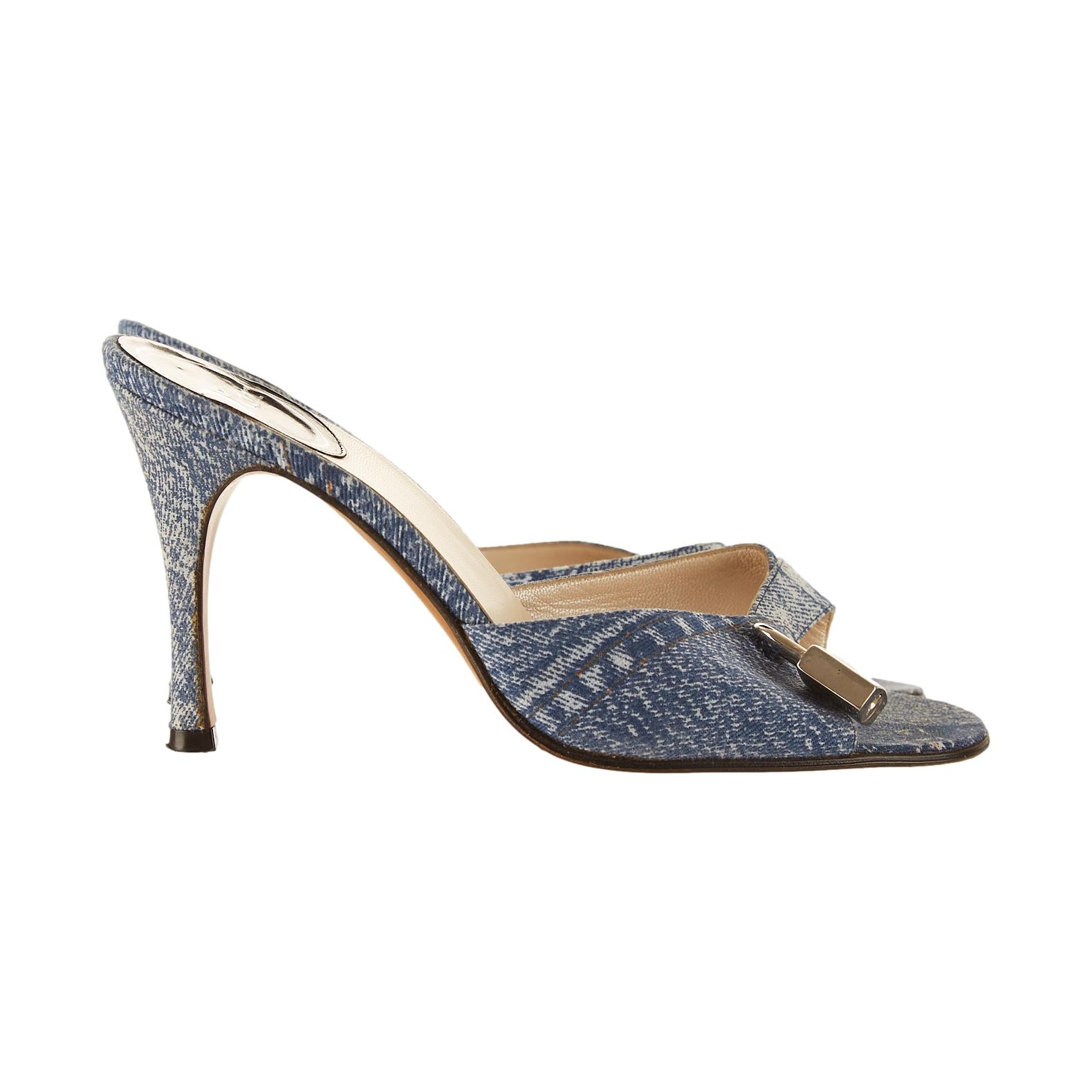 Dior Denim Logo Lock Heels – Treasures of NYC