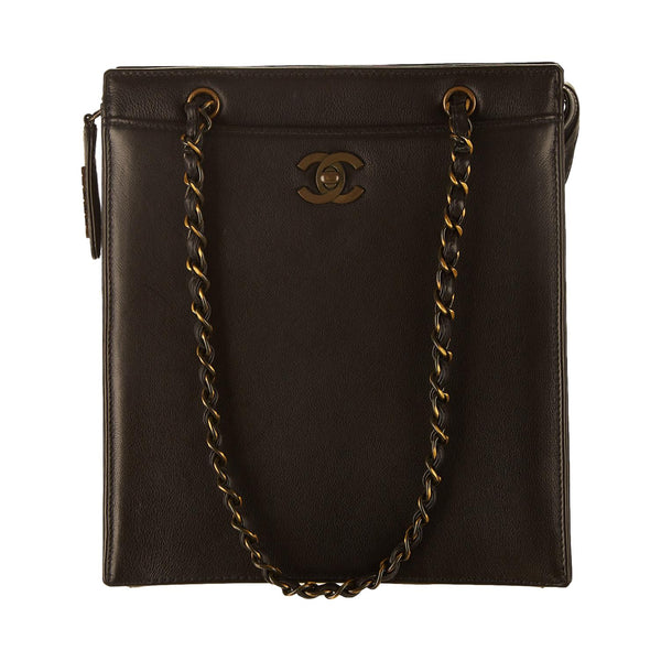 Chanel Black Logo Chain Shoulder Bag