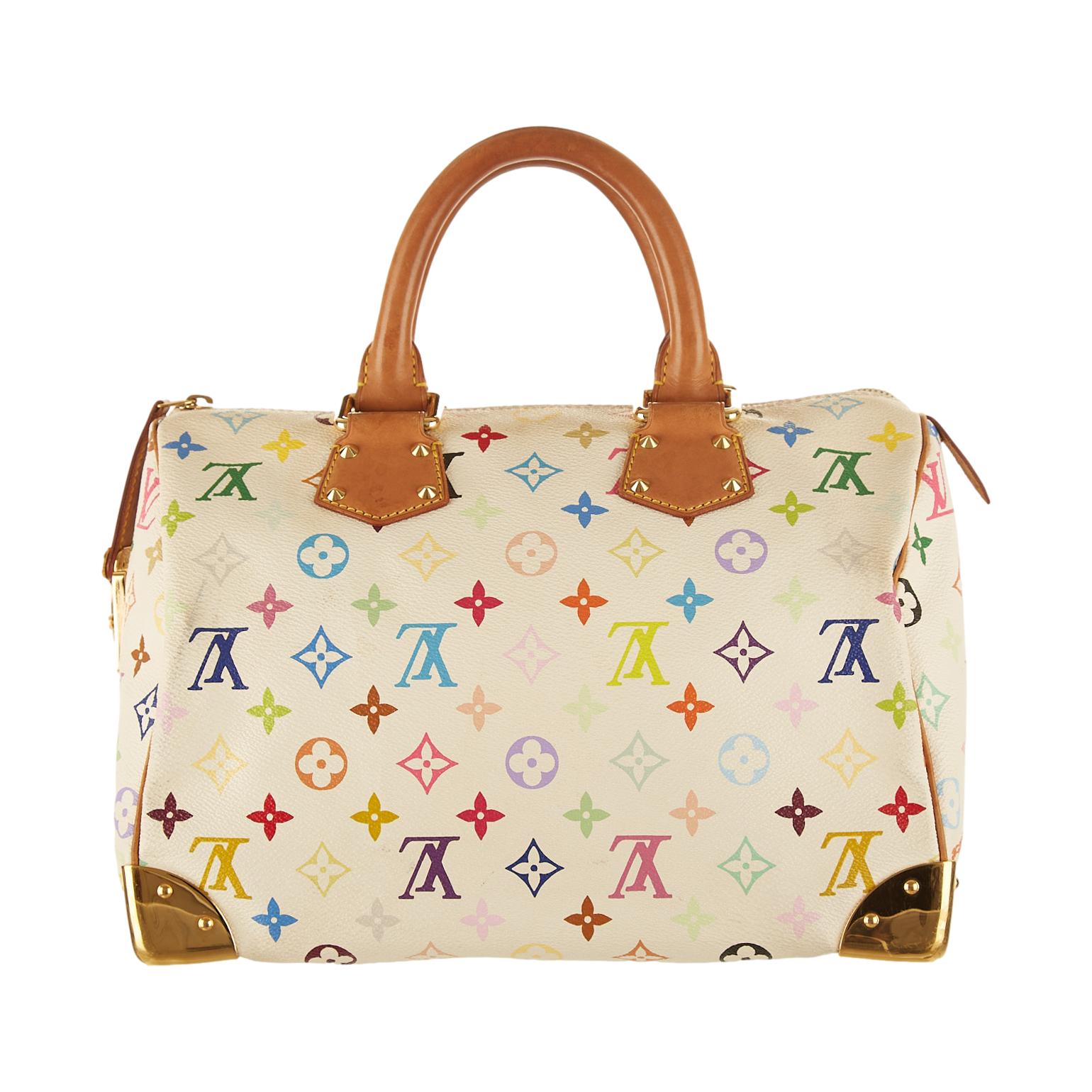 Louis Vuitton Speedy Handbag Monogram Multicolor 30 White