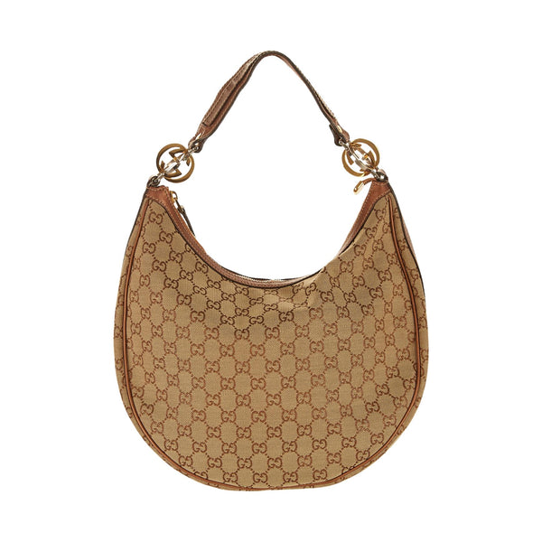 Gucci Tan Logo Metallic Shoulder Bag