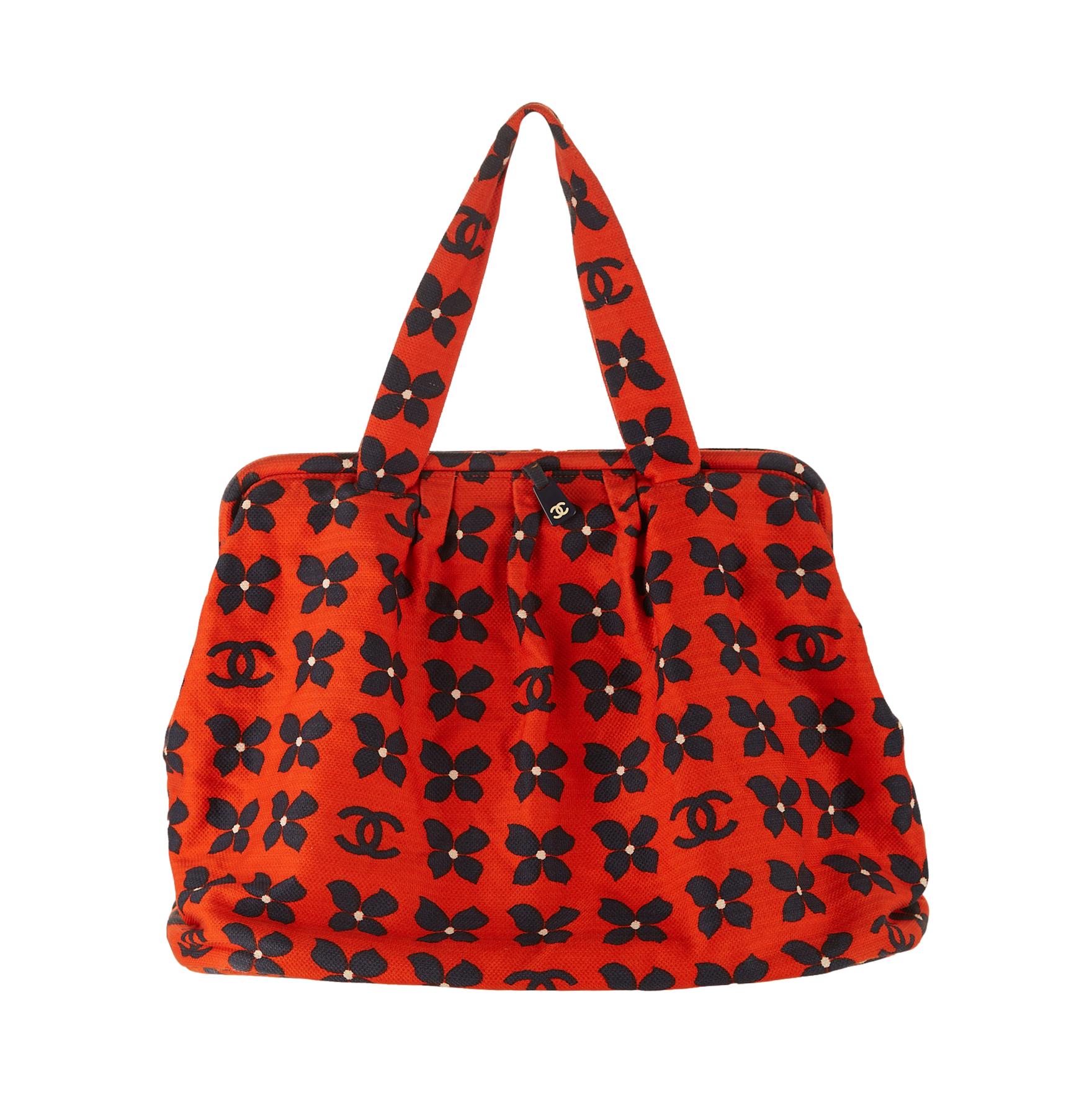 Chanel Red Floral Jumbo Shoulder Bag